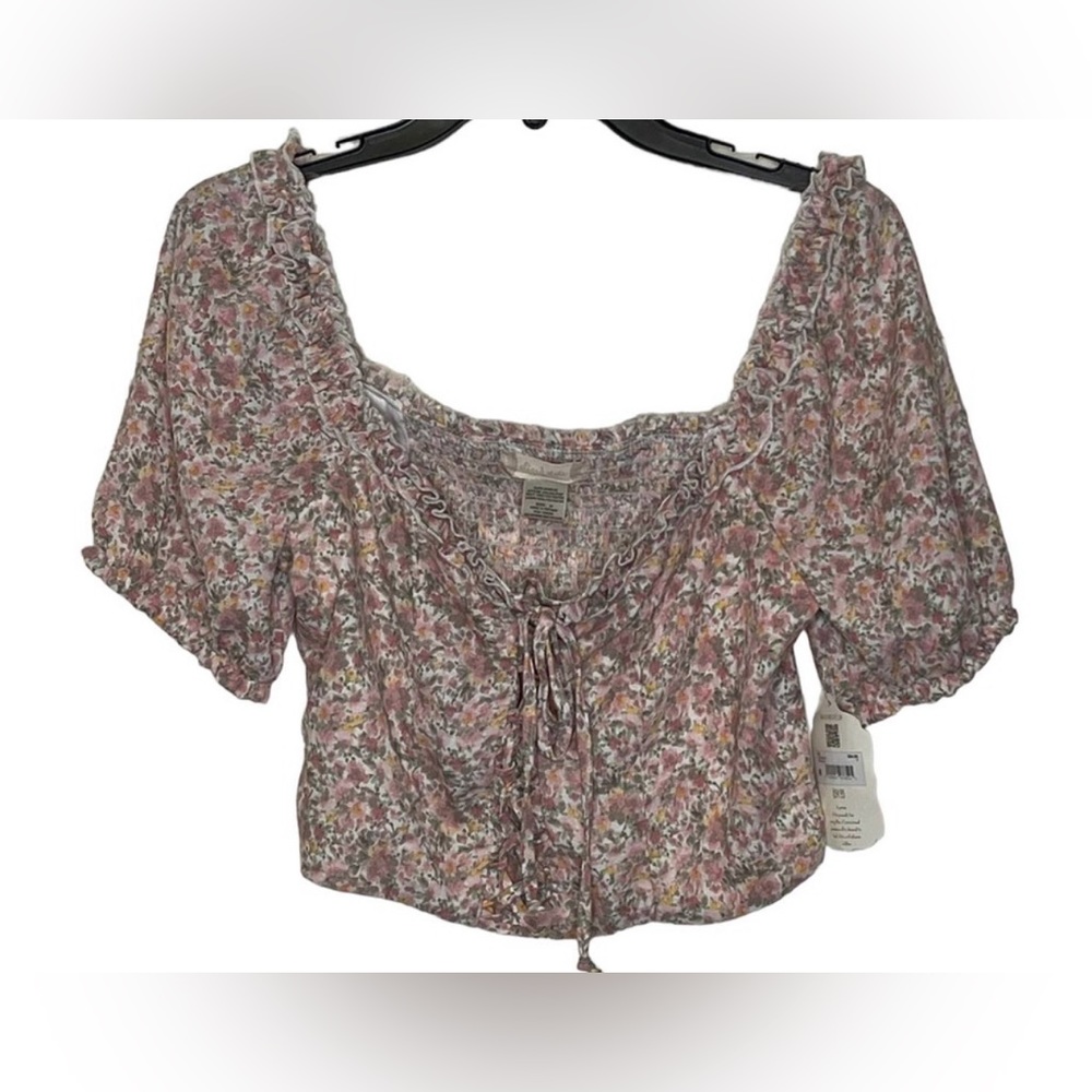 Altar'd State Crop Top Size Medium Pink Multi Floral Pattern Lined Polyester